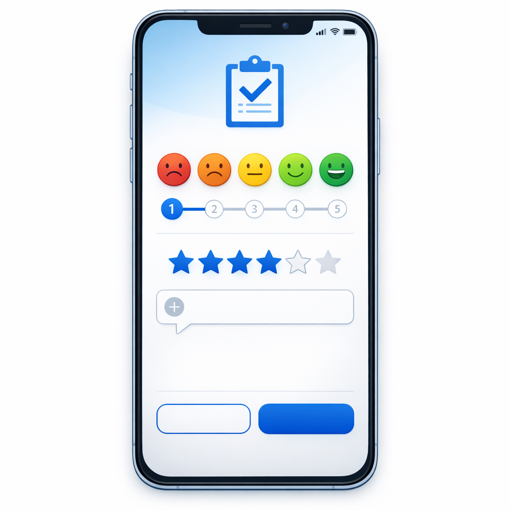 Customer satisfaction survey interface on smartphone